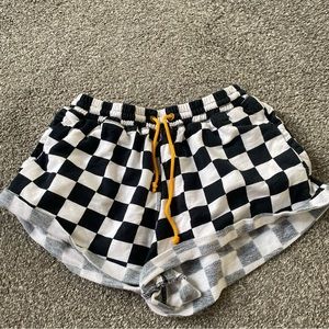 cute checkered short shorts with yellow hearts on back